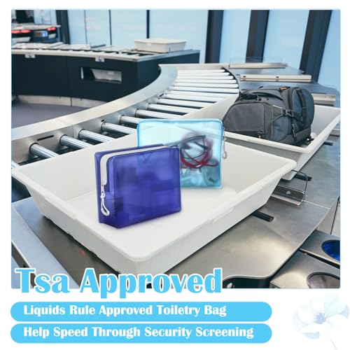 8 Pack TSA Approved Travel Toiletry Bags Frosted Translucent Leak-proof Cosmetic Makeup Bags for Women Men Travel Organizer Airport Security(Blue,6.7 x 5.5 x 1.8 Inch)4