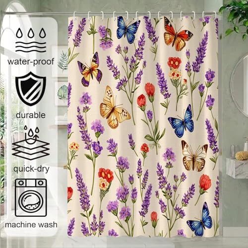 Rideau de douche anti-adhérence en tissu polyester imperméable avec ourlet lesté