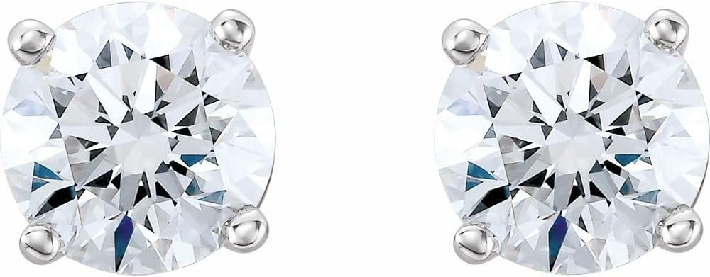 Solid 14k White Gold 1.0 Cttw Lab-Grown Diamond Stud Earrings - Image 2