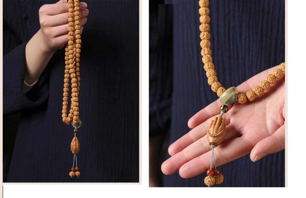 Natürliches Stretch-Armband Für Perlen-Armband, Natürliches Bodhi 108 Buddha-Armband Für Damen Und Herren, Kristall-Sandelholz-Holz Geschnitztes Fushou-Buddha-Perlenarmband Für Glücksstein-Armb
