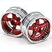 hobbysoul 2pcs RC 1/10 Aluminum Alloy Wheel Rims Hex 12mm Adjustable Offset Fit 1:10 RC On Road Drift Touring Car Tires (Silver & Red Color)