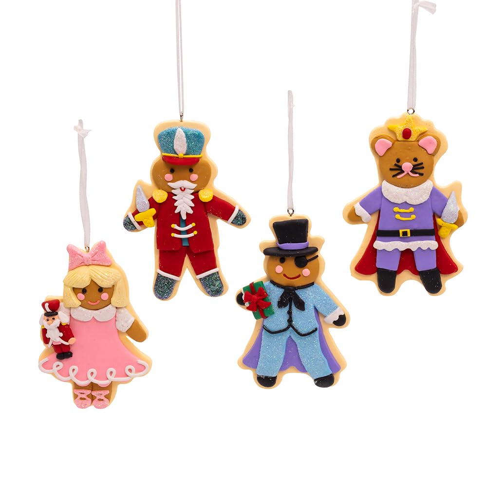 Casse-Noisette Kurt Adler lot de 4 suspensions de Noël 12,7 cm pour décoration de sapin en bois