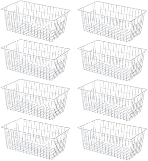 SANNO Large Wire Freezer Storage Baskets,Farmhouse Metal Wire Basket Freezer Storage Organizer Wire Storage Basket for Kitchen Pantry Organizer Bins,14"x11"x6"