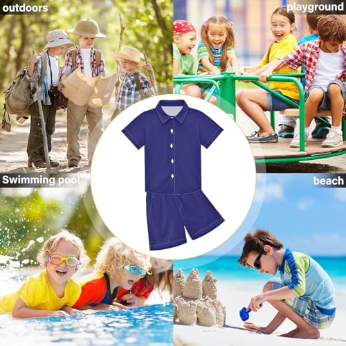 Image of 3T Toddler Boy Shorts Set Black Hawaiian Button Down Shirts Summer Outfits for Little Boy