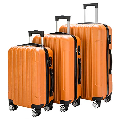 Luggage 3 Piece Set Suitcase 20in24in28in 3-in-1 Multifunctional Large Capacity Traveling Storage Suitcase Luggage Set with Silent Universal Wheels and Aluminum Alloy Handle(Orange)