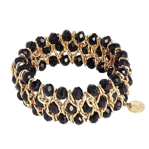 Coiris Glass Bead Crystal Wrap Bangle Bracelet with Alloy Elastic Cord Gifts for Women