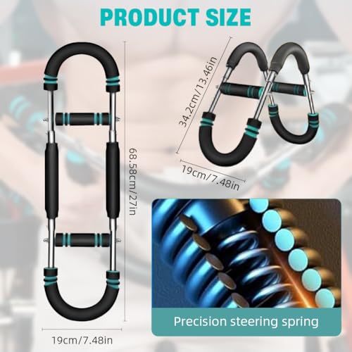 Image of Proberos Power Twister Arm Strength Trainer with Dual-Bar Design, Adjustable 66-88-110lb, Strong Spring Steel & Foam Grip for Chest, Biceps, Forearm, Wrist & Upper Body Workouts at Home Or Gym