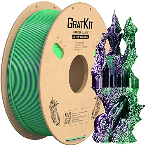 Image of Gratkit Silk Dual Color PLA Filament, Coextrusion PLA Filament 1.75mm, + /-0.03mm, 1KG /Roll, Silk PLA Purple & Green