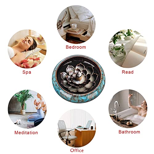 Nuseiis Lotus Incense Holder For Sticks Or Coil Incense, Large Incense Cones Burner For Sage, Frankincense And Palo Santo (Big Fambe Blue) #TOP3