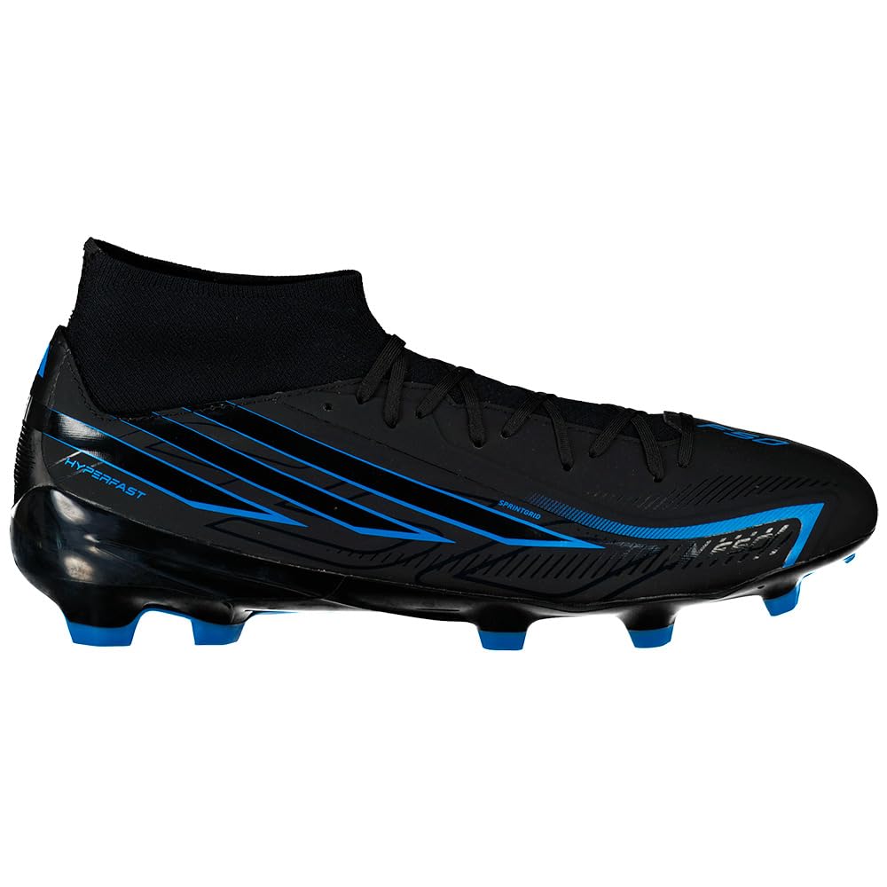 adidas Unisex F50 Hyperfast League Mid Firm Ground Football Boots Shoes, core Black/core Black/Lucid Ray Blue, 10.5 UK