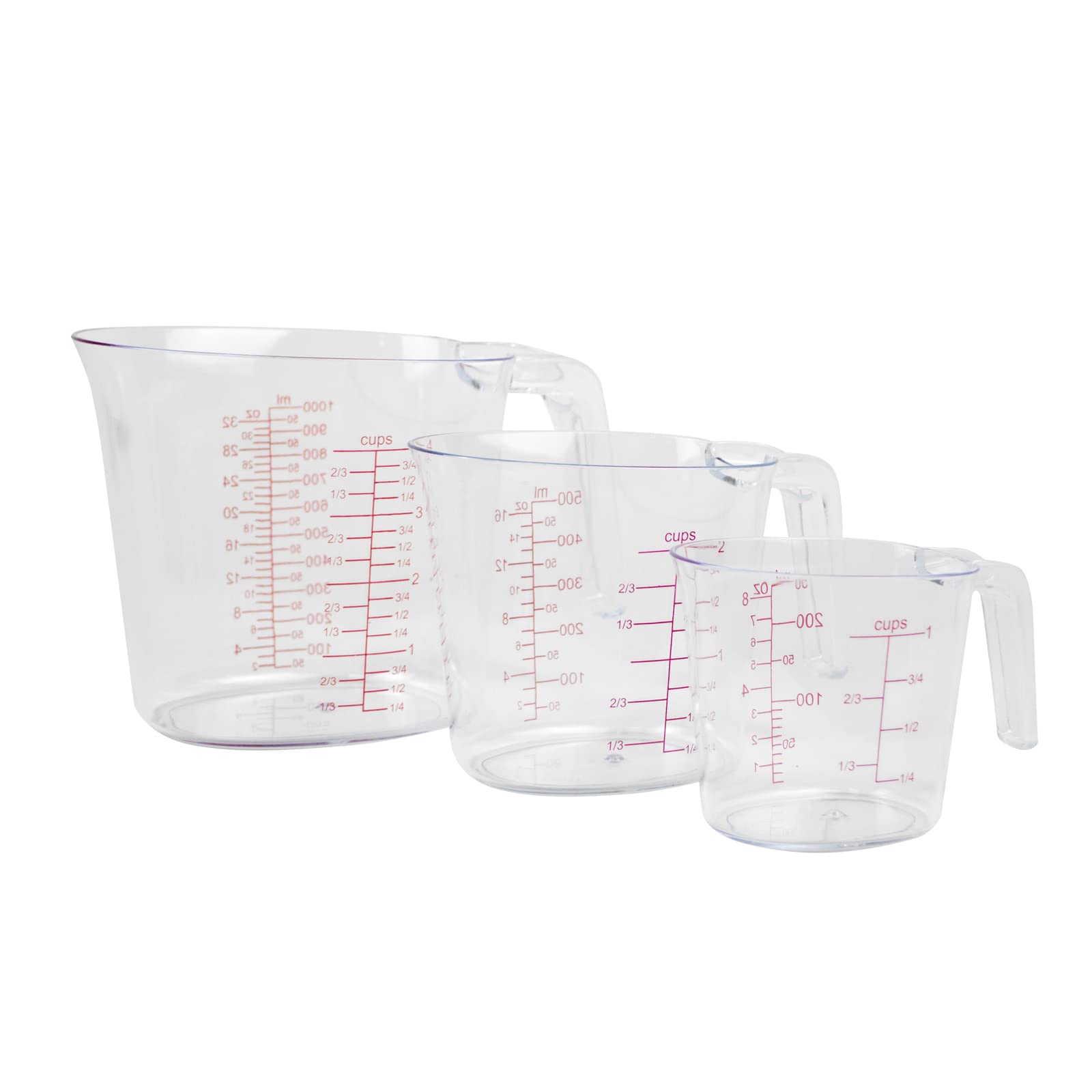 Kcgani 3 Pcs Measuring Cups Set, Clear Plastic Nesting Liquid Set Measuring Cups with Spout Multiple Measurement Scales Handle, Essential Kitchen Tools, Microwave & Oven Safe