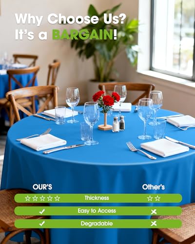 Image of Pureegg Plastic Table Cloth Disposable 8 Pack, 84'' Round Table Cloths, Graduation Decorations Class of 2026, Graduation Party Tablecloths, Round, Plastic Cover, Leakproof & Sturdy, Blue