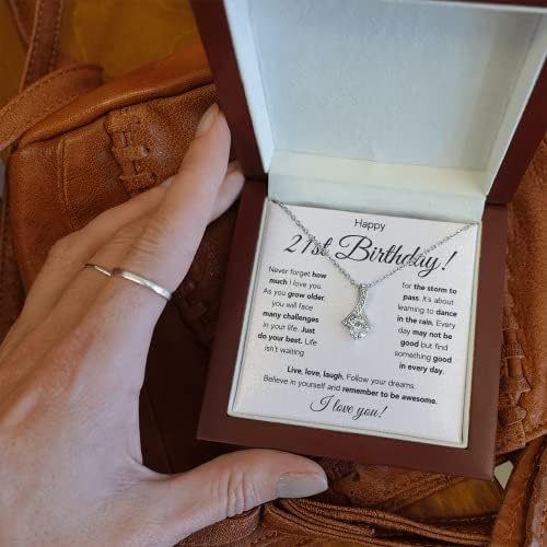 Coffret Cadeau 21 Ans Pour Femme – Collier Infini Avec Carte 'À Ma Fille' – Idée Anniversaire Originale