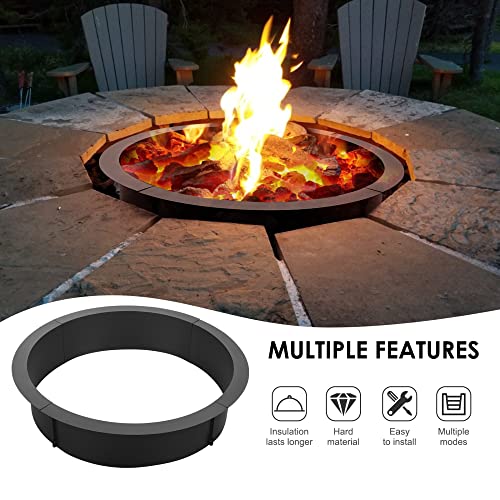 Pokytcox Fire Pit Ring, 45" Outer/39 Inner Diameter, Heavy Duty Solid Steel Carbon Steel, Fire Pit Liner Diy Campfire Ring Above Or In-Ground, Perfect For Outdoor Campfire Camping Bbq #TOP1