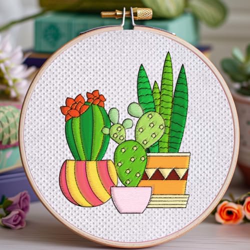 BENECREAT 4Sheets 48Pcs Potted Plants Water Soluble Embroidery - Image 4