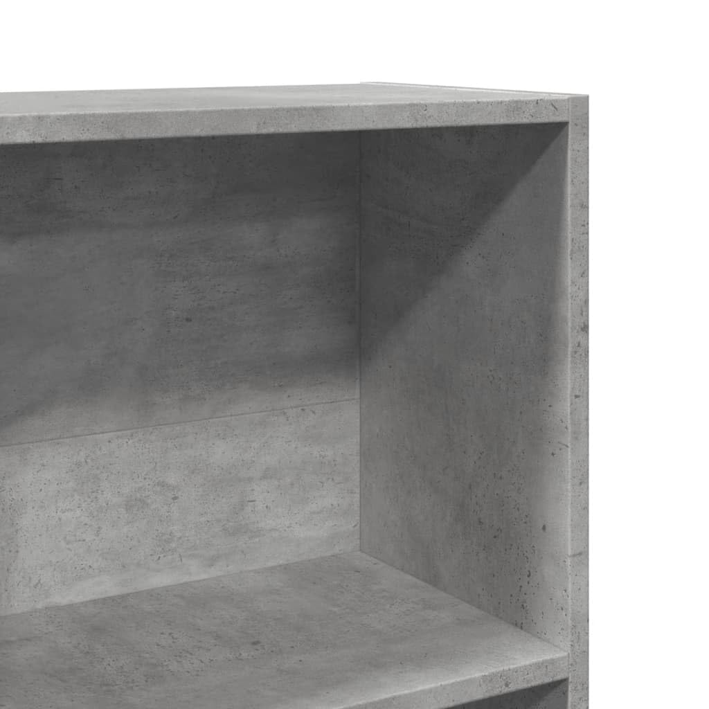 Bücherregal Betongrau aus Holzwerkstoff 40x24x143 cm, Standregal mit offenem Regalsystem, Stauraum für Bücher, Akten und Deko, vielseitiges Aufbewahrungssystem für Wohnzimmer und Büro