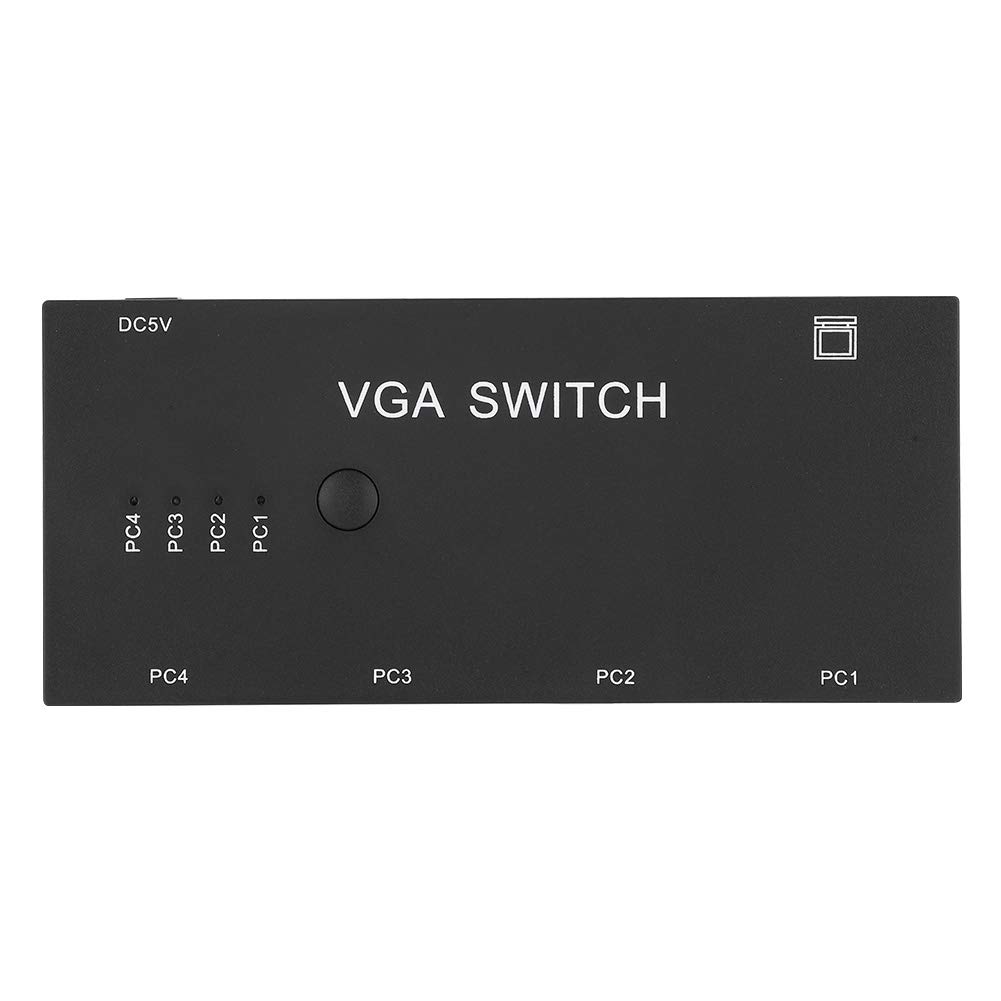 ASHATA VGA Switch de 4 Puertos VGA Splitter 4-in 1-out Video Converter Switcher Accesorio de Computadora 1920 X 1080 para Pantalla HD VGA y Video Metal Splitter Amplificador para PC con Pantalla LCD
