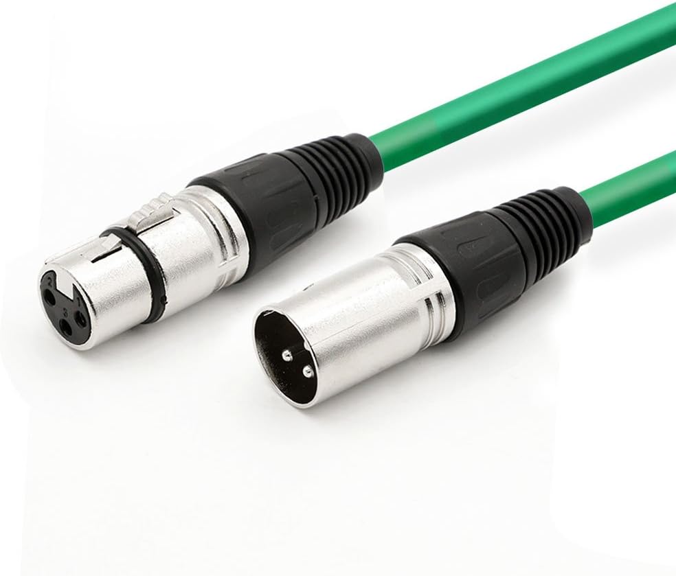 XLR Male to XLR Female Microphone Balanced Snake Cord - 25' Green Balanced Mic Patch Cord for PA System, Amplifier, Recording