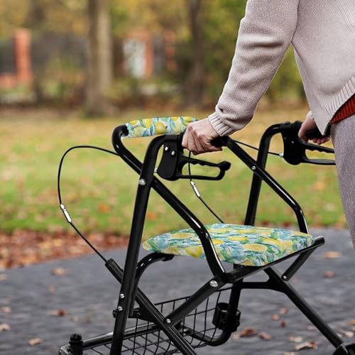 Image of Lemon Rollator Walker Seat and Backrest Covers Universal Walkers Seat Covers Soft Adjustable Accessories for Rollator Walkers for Seniors Women Men