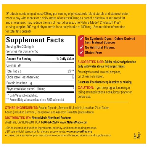 Nature Made CholestOff Plus, Dietary Supplement for Heart Health Support, 100 Softgels, 25 Day Supply - Image 5