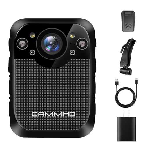 CAMMHD 1296P Body Camera External 64GB Support Video Audio Photo Playback，3000mAh Battery Auto/Manual Night Vision Password Product Body Camera for Law Enforcemnet,Personal and Work Record