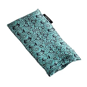 Hugger Mugger Silk Eye Pillow with Bead Filling – Boho Teal – Scent-Free, Light Weight, Chill in Freezer, Washable Cover, Washable Bead Filling