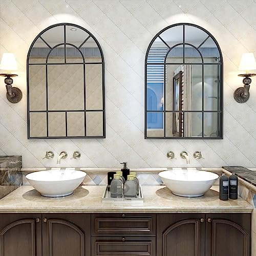 Prohomeware 22"*32"Arched Wall Mirror,Black Wall Mounted Mirror With Metal Frame,For Entryway, Bedroom,Living Room,Window Mirror,Cathedral Mirror,Wall Decor #TOP2