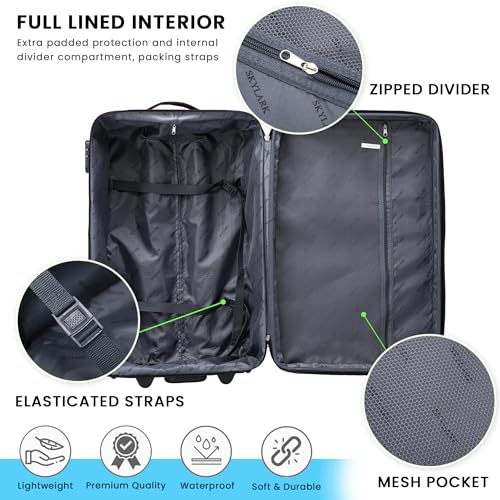 Cabin Suitcase 20" Carry On Suitcase Super Lightweight Luggage 20% Expandable 2 Wheel Soft Shell Luggage with Built in Combination Lock for All Airlines EasyJet Ryanair British Airways 55x35x20 - Image 6