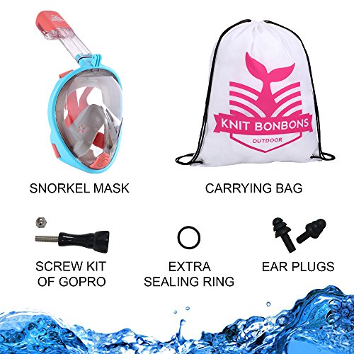 image for Knit Bonbons Outdoor 180° Panoramic View Snorkel Mask Full Face Scuba