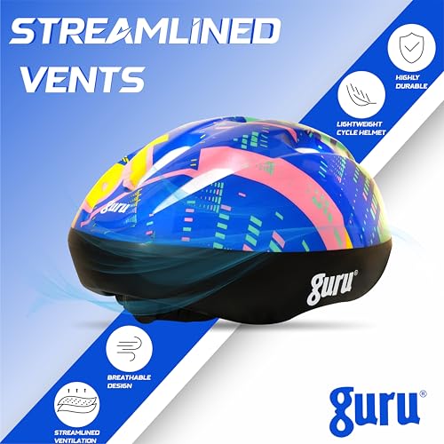Image of GURU Cycling Helmet, Light Weight with Superior Ventilation, Helmet for Mountain, Road Bike & Skating Helmet with Premium White EPS Foam Lining, Ideal for Adults and Kids