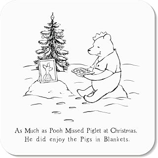 Huxters Christmas Coaster for Men and Women – Pooh and Piglet Happy Card for Holiday – Dad Mum coaster Brother SIster – Funny secret santa