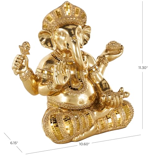 Escultura decorativa Ganesh de resina dorada 11 x 6 x 11 in miniatura 5