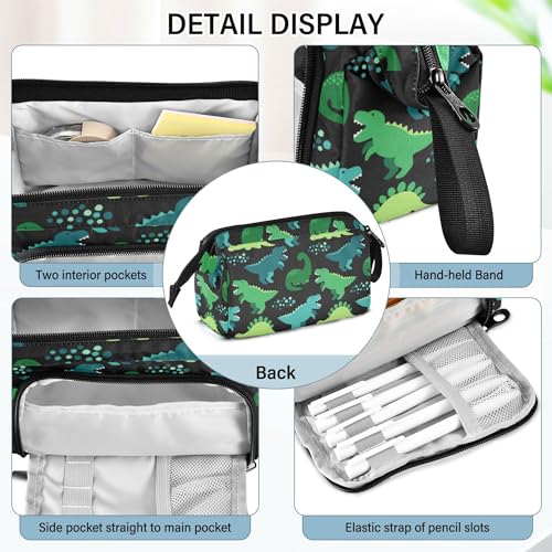Image of Fisyme Dino Dinosaurs Pencil Case Large Capacity Pencil Pouch Pen Bag Box Big Makeup Pencil Case Organizer