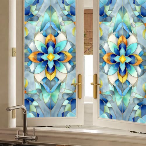 Película decorativa para ventana 17.5x38.3 pulgadas azul retro miniatura 2