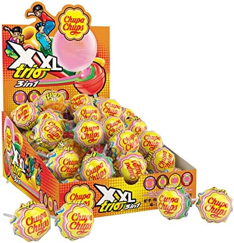 Chupa Chups XXL Trio 3-in-1 Lollipop Assortment, 48.9 Oz (48 Suckers)