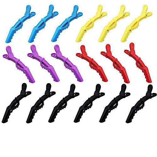 18Pcs Alligator Hair Clips, Hair Styling Clips Sectioning Duckbill Clips For Salon or Barber Shop, Black, Red, Yellow, Purple, Blue
