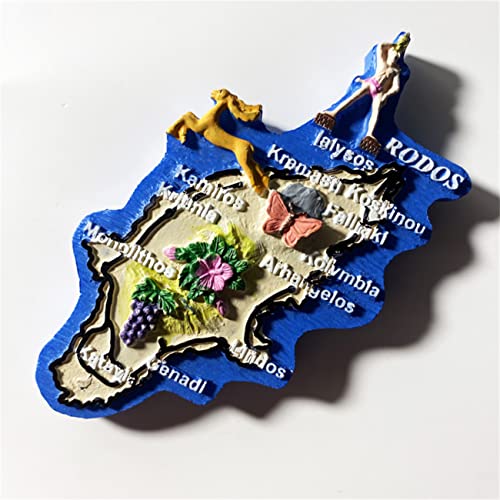 Imán decorativo de resina Rhodes Greece 3D para frigorífico miniatura 4