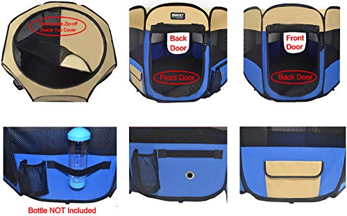 Winipet 2-Door Folding Soft Pet Playpen (2 Year Warranty), Plus Carrying Bag And Food Grade Silicone Bowl, 10-Size And 12-Color Portable Dog Cat Playpen, Exercise Pen, Indoor & Outdoor Pet Home #TOP2