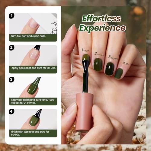 Image of Beetles Jelly Gel Nail Polish Set - Natural Coda 6 Colors Dark Gel Nail Polish Kit Brown Green Black Teal Burgundy Red Sheer Translucent Effect Soak off UV Blooming Nail Art DIY at Home Gift