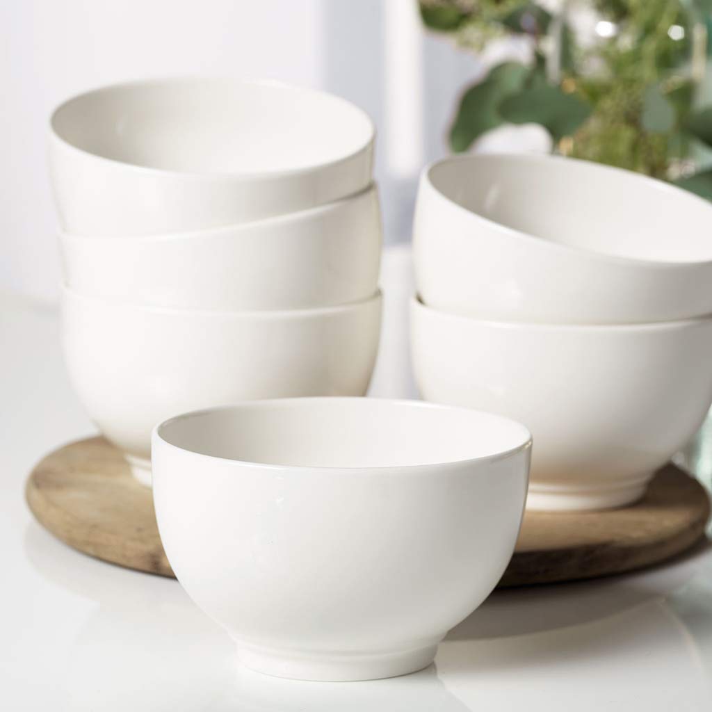 vivo by Villeroy & Boch Group Basic White Boles, Set de 6 piezas OVALADAS, Porcelana Premium, Blanco