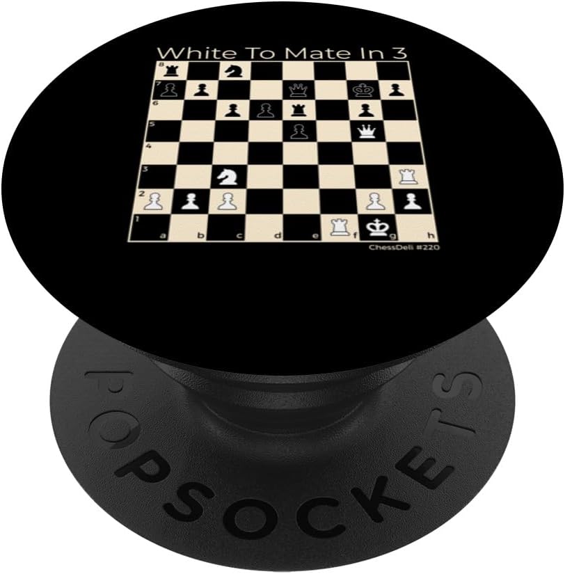 White To Mate In 3 Find Checkmate Puzzle #220 Chess PopSockets Standard PopGrip