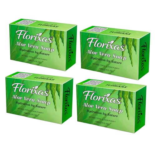Image of Aloe Vera Soap 100g Pack of 4 | Moisturizing Herbal Bath Bar Dry Skin Hydration Gentle Cleansing Soft Smooth Nourished Unisex