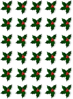 Ronnies-Bakery 30 Christmas Holly Cupcake Toppers Edible Wafer Paper Fairy Cake Toppers Birthday Cakes
