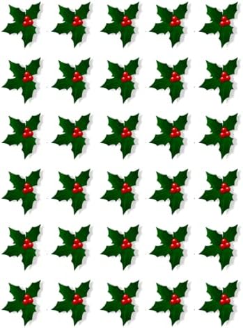 Ronnies-Bakery 30 Christmas Holly Cupcake Toppers Edible Wafer Paper Fairy Cake Toppers Birthday Cakes