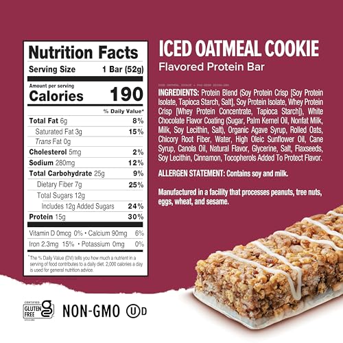 Image of Ready Protein Bars, Iced Oatmeal Cookie, 15g Whey Protein, 12 Ct