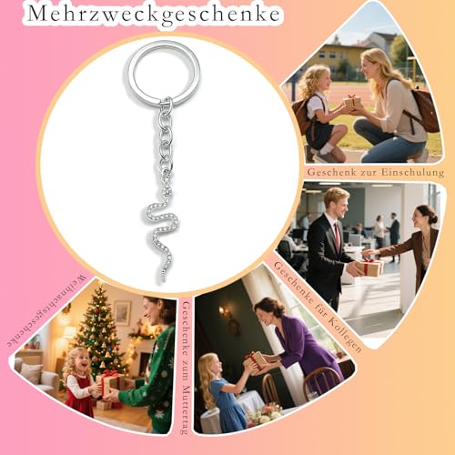 Zynara Schlangen Schlüsselanhänger, Strass Schlangen Schlüsselanhänger, Geschenkidee für Frauen, Mädchen, Anhänger Personalisiert