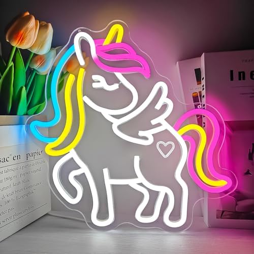Unicorn Neon Sign Colorful Unicorn Neon Signs for Wall Decor Dimm...