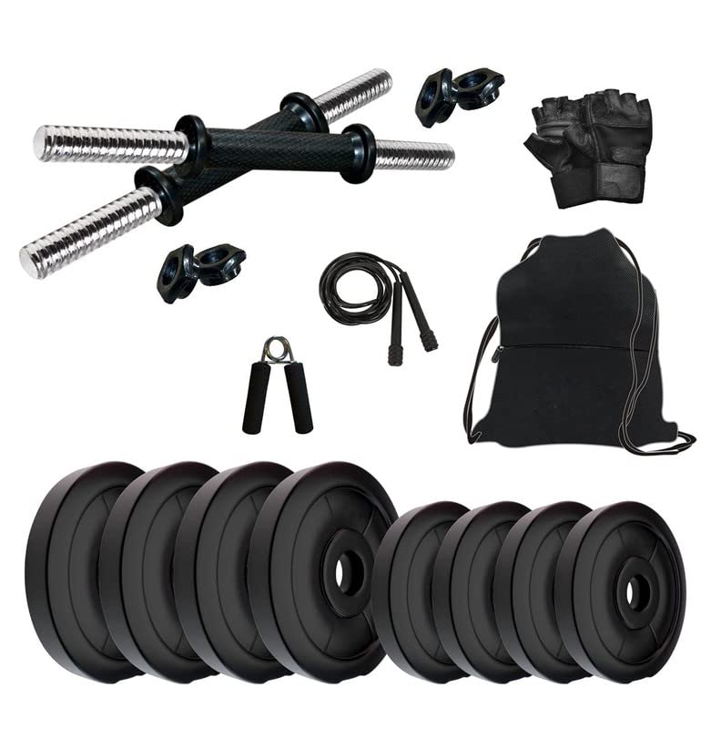 COMPASS SPORTS 16KG PVC Weight (3 KG x 4 = 12 KG + 1 KG x 4 = 4 KG) Dumbbells Combo Set
