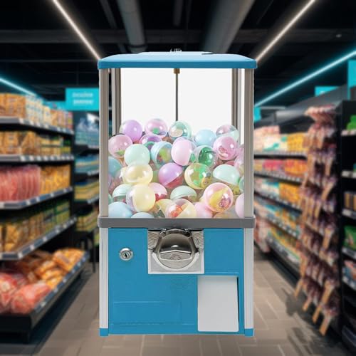 JJENXYYDS Gumball Vending Machine for Supermarket,Prize Machine Gumball Machine with Keys,Capsules Toy Vending Machine Dispenser,Vending Machine for Selling Capsule Toys Candies,Blue