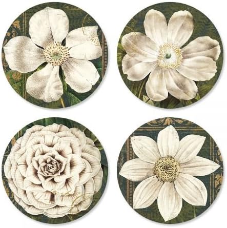 Poetic Garden Every Day - Sellos para sobres (4 diseños), juego de 144 sellos autoadhesivos de 1-12 pulgadas de diámetro, hoja plana para todos los